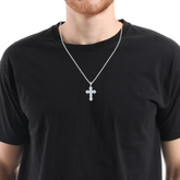 14K White Gold Diamond Classic Cross Necklace Pendant (0.81 ct)